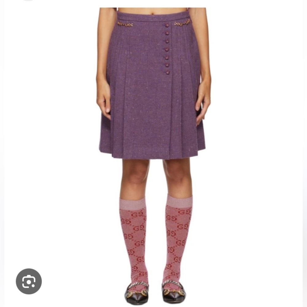 Gucci Purple Wool Tweed Horsebits Skirt
